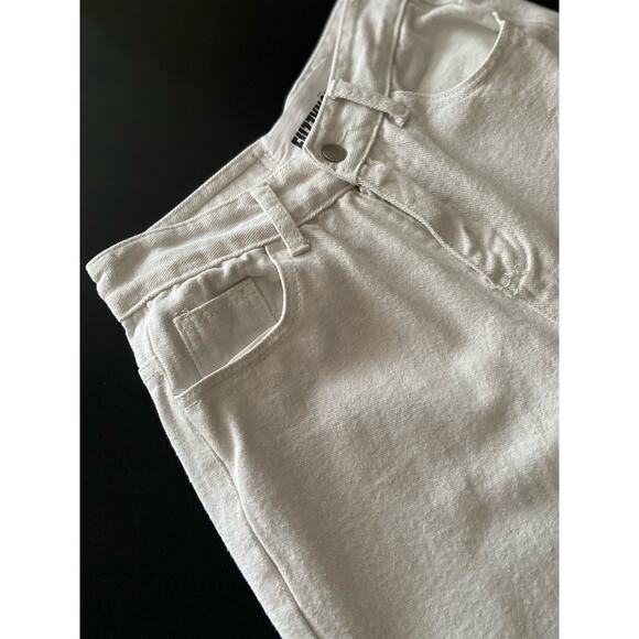 FUZZYKON White Distressed Wide Leg Denim Jeans sz M (24w) - Picture 2 of 12